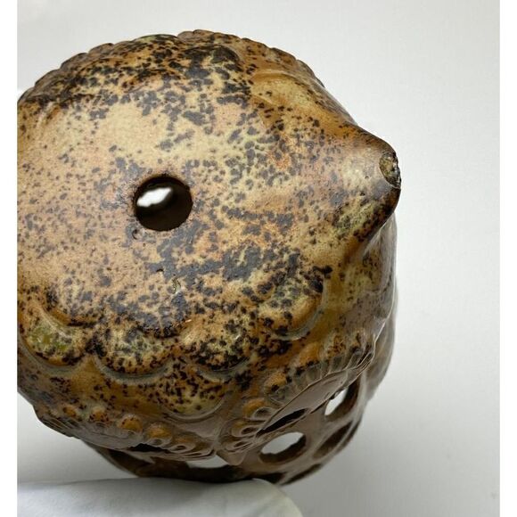 Vintage Stoneware Pottery Owl Tea Light Votive Candle Incense Holder Mid Century - Picture 8 of 9